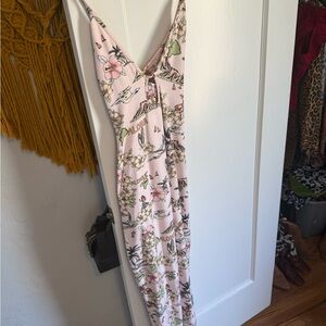 RESA Tropical Print Pink Maxi Dress